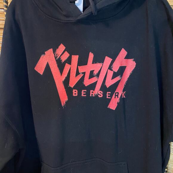 Berserk Anime Graphic Hoodie Black 4XL Circle Clothing Red Logo Pullover manga - Picture 4 of 7